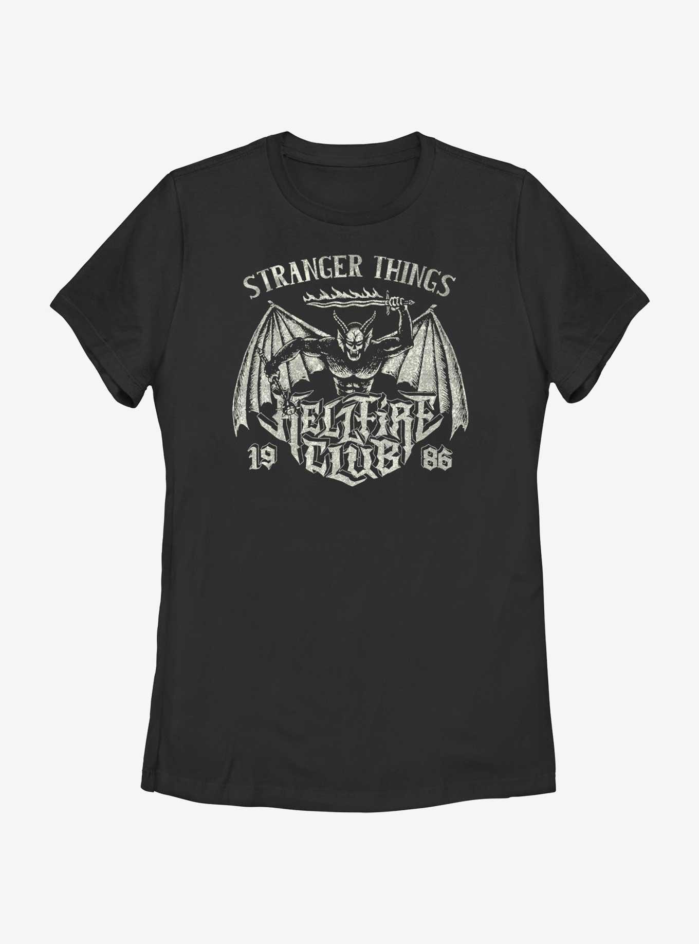 Stranger Things Hellfire Club Metal Band Womens T-Shirt, BLACK, hi-res