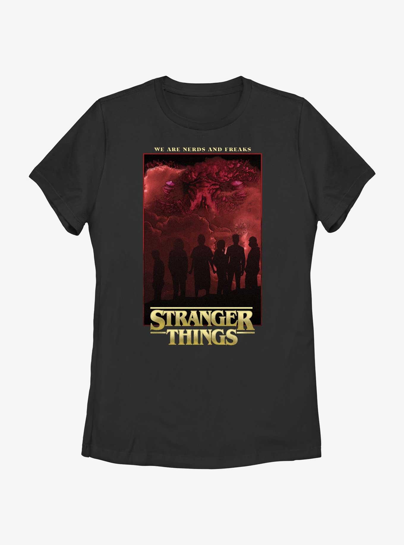 Stranger Things Nerds And Freaks Womens T-Shirt, BLACK, hi-res