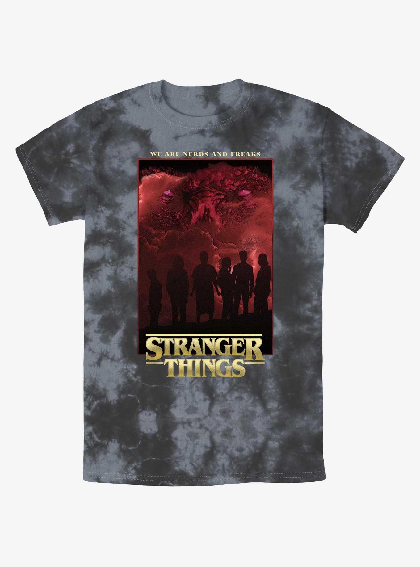 Stranger Things Nerds And Freaks Tie-Dye T-Shirt, BLKCHAR, hi-res
