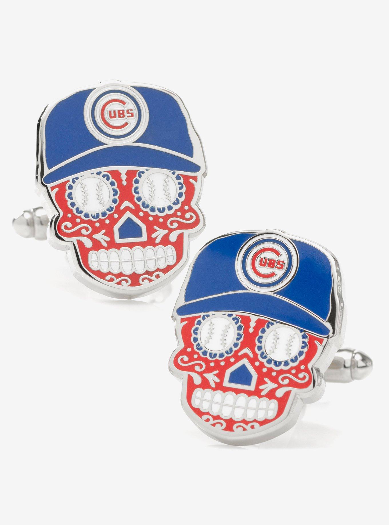 Chicago Cubs Sugar Skull Cufflinks, , hi-res