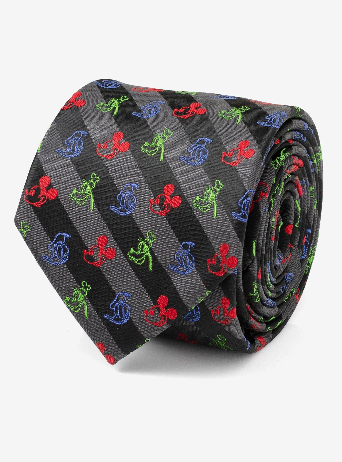 Disney Mickey Mouse And Friends Multi Black Stripe Men's Tie, , hi-res