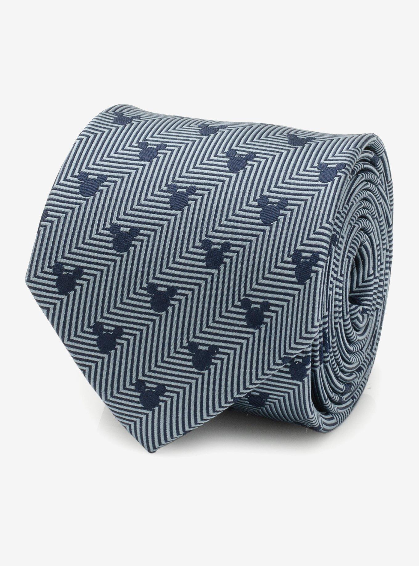 Disney Mickey Mouse Silhouette Blue Herringbone Men's Tie, , hi-res