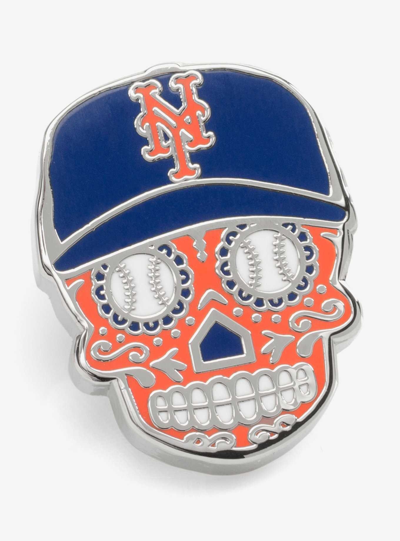 New York Mets Sugar Skull Lapel Pin, , hi-res