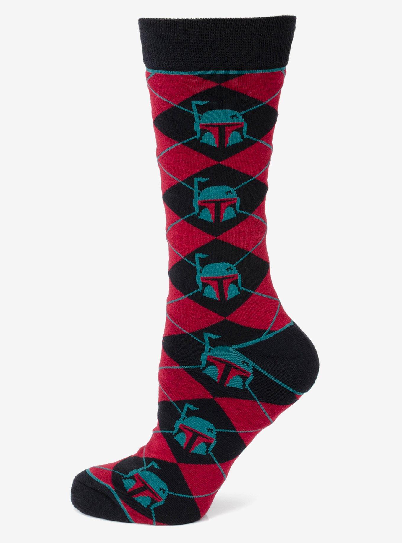 Star Wars Boba Fett Maroon Argyle Men's Socks, , hi-res