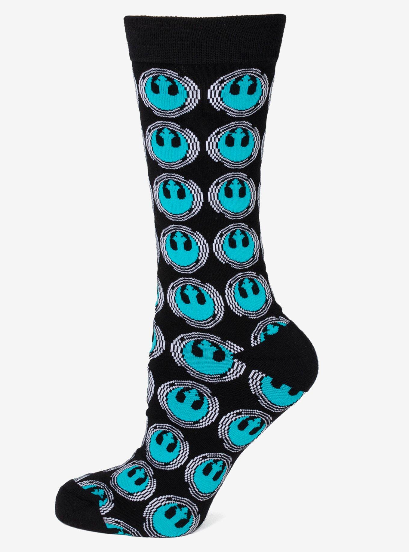 Star Wars Rebel Teal Patterned Black Men's Socks, , hi-res