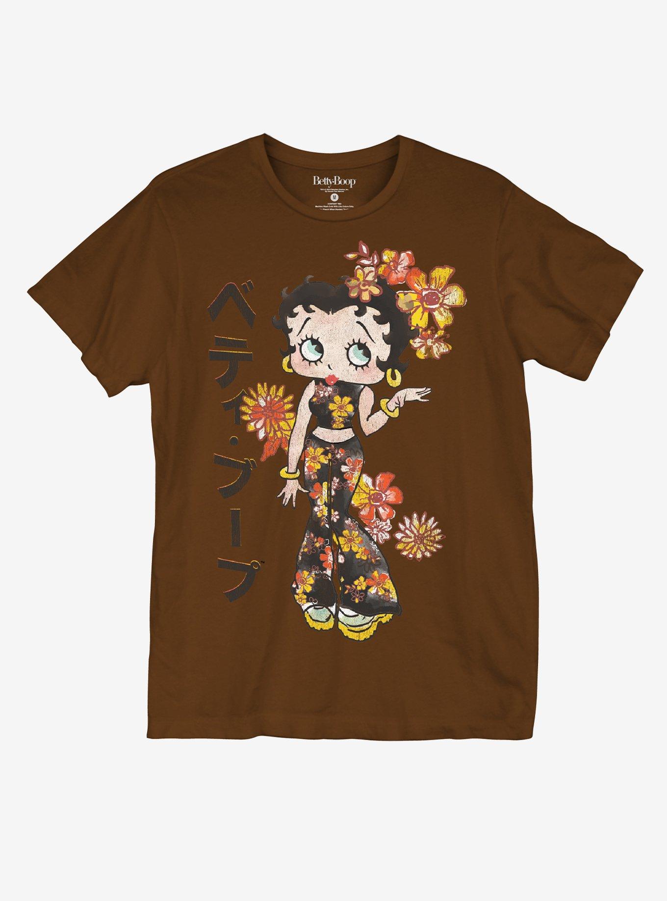 Betty Boop Floral Japanese T-Shirt, CHARCOAL, hi-res