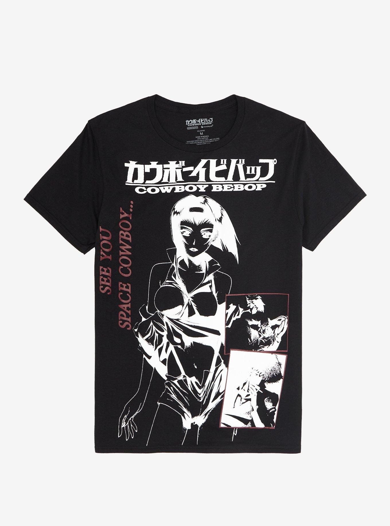 Cowboy Bebop Faye Monochrome Outline T-Shirt, BLACK, hi-res