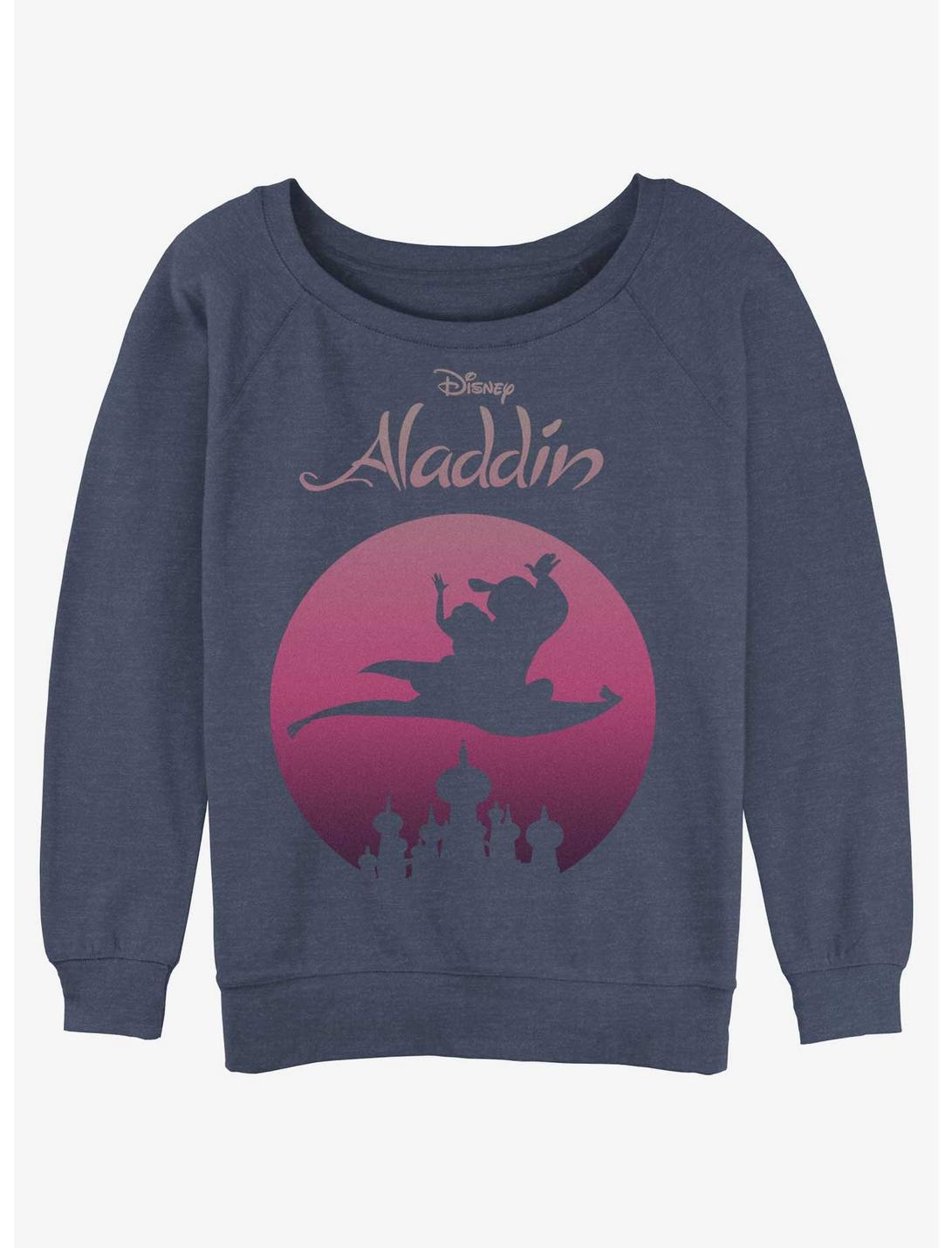 Disney Aladdin Flying High Silhouette Womens Slouchy Sweatshirt, BLUEHTR, hi-res