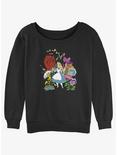 Disney Alice in Wonderland Flower Afternoon Womens Slouchy Sweatshirt, BLACK, hi-res