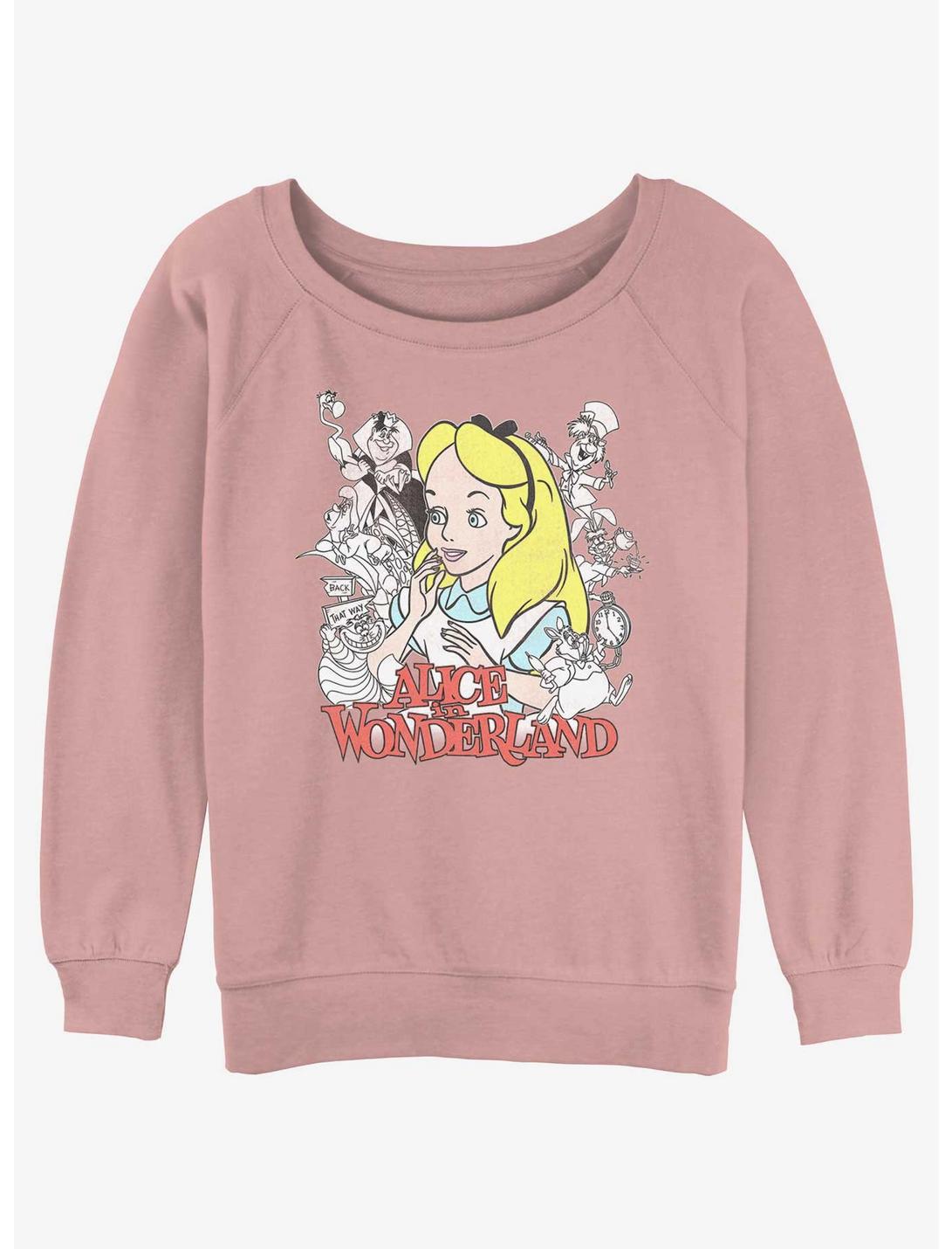 Disney Alice in Wonderland Group Womens Slouchy Sweatshirt, DESERTPNK, hi-res