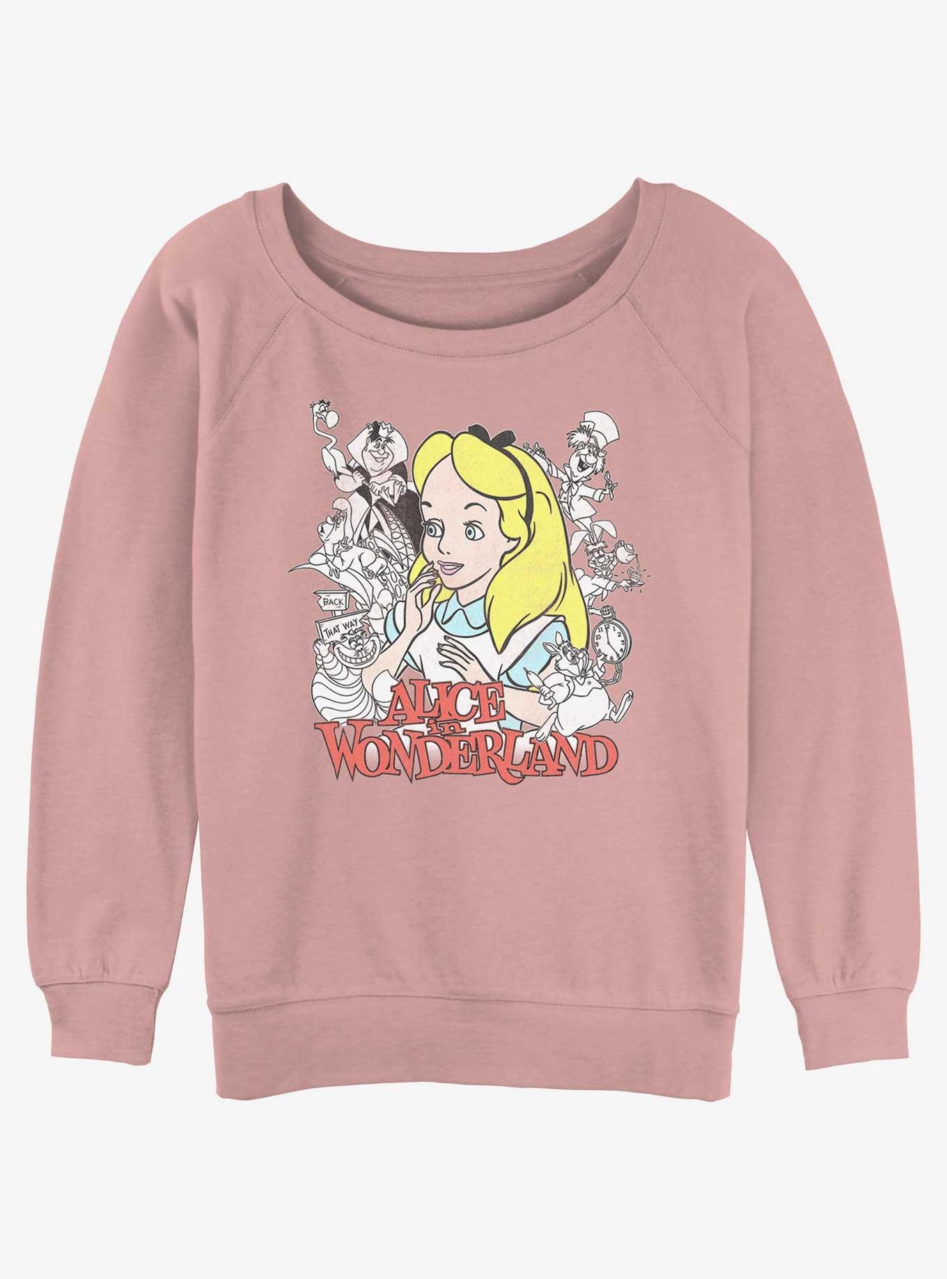 Disney Alice in Wonderland Group Womens Slouchy Sweatshirt - PINK