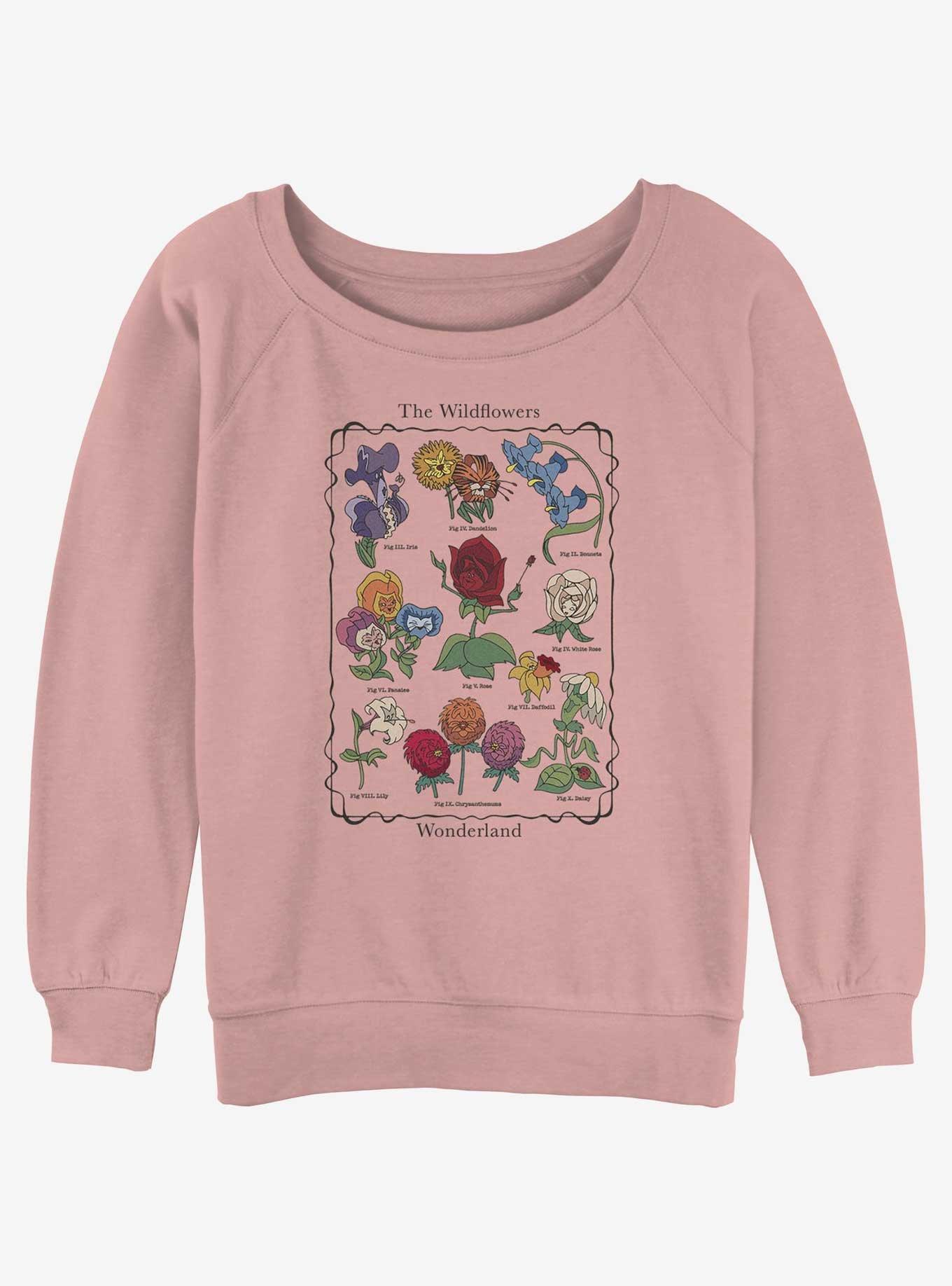 Disney Alice in Wonderland The Wildflowers Womens Slouchy Sweatshirt, DESERTPNK, hi-res