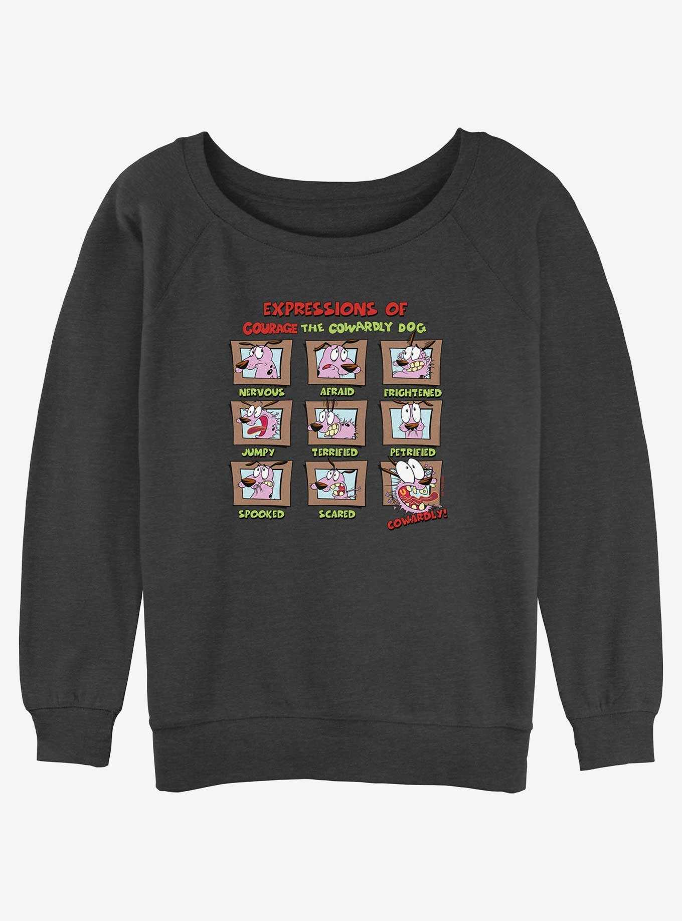 Cartoon Network Courage the Cowardly Dog Cowardly Expressions Womens Slouchy Sweatshirt, , hi-res