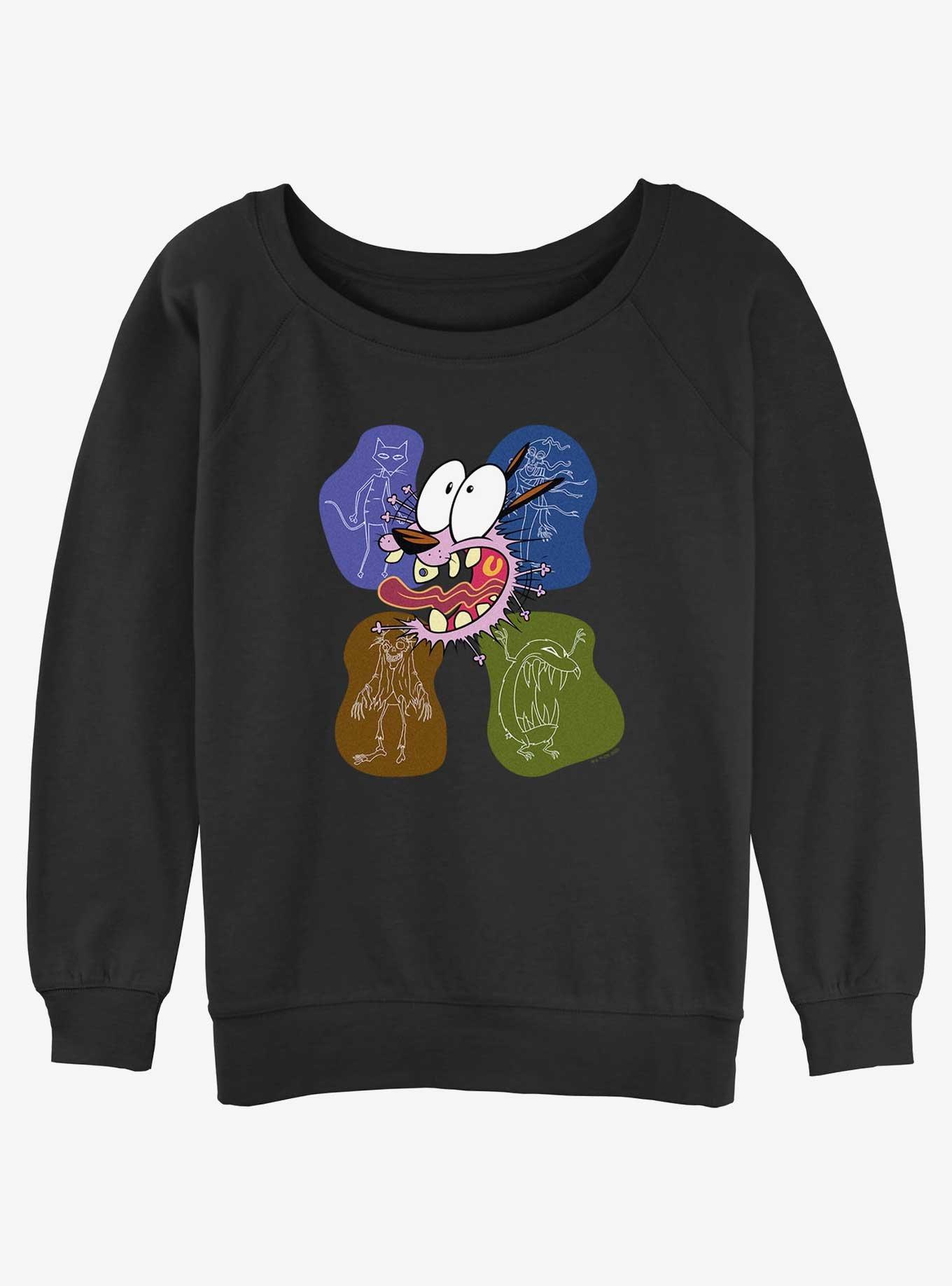Cartoon Network Courage the Cowardly Dog Enemy Blobs Womens Slouchy Sweatshirt, BLACK, hi-res