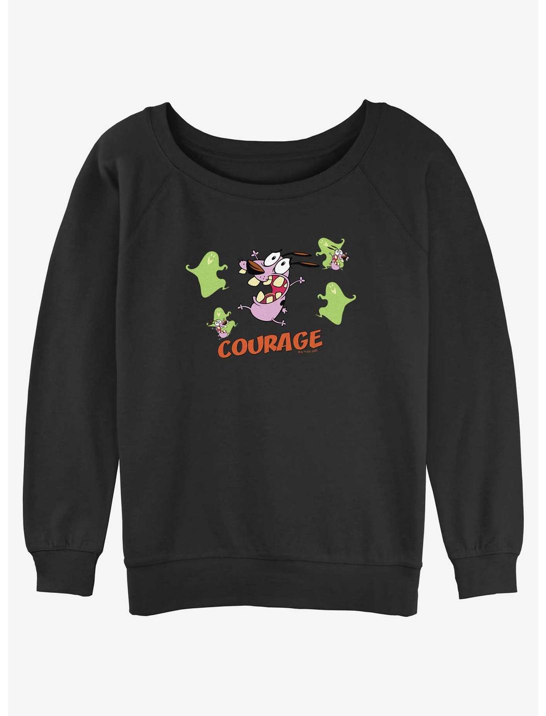Cartoon Network Courage the Cowardly Dog Screaming Ghosts Womens Slouchy Sweatshirt, BLACK, hi-res