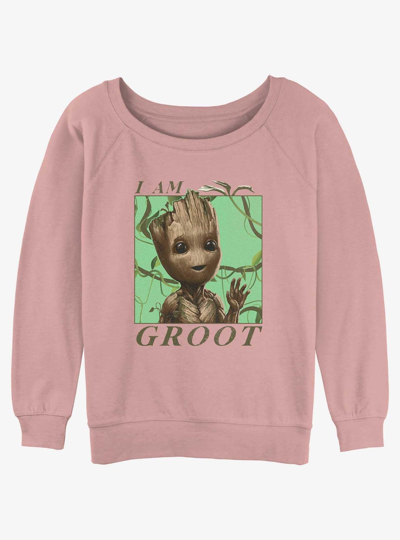 Marvel Guardians of the Galaxy Groot Vines Womens Slouchy Sweatshirt, DESERTPNK, hi-res