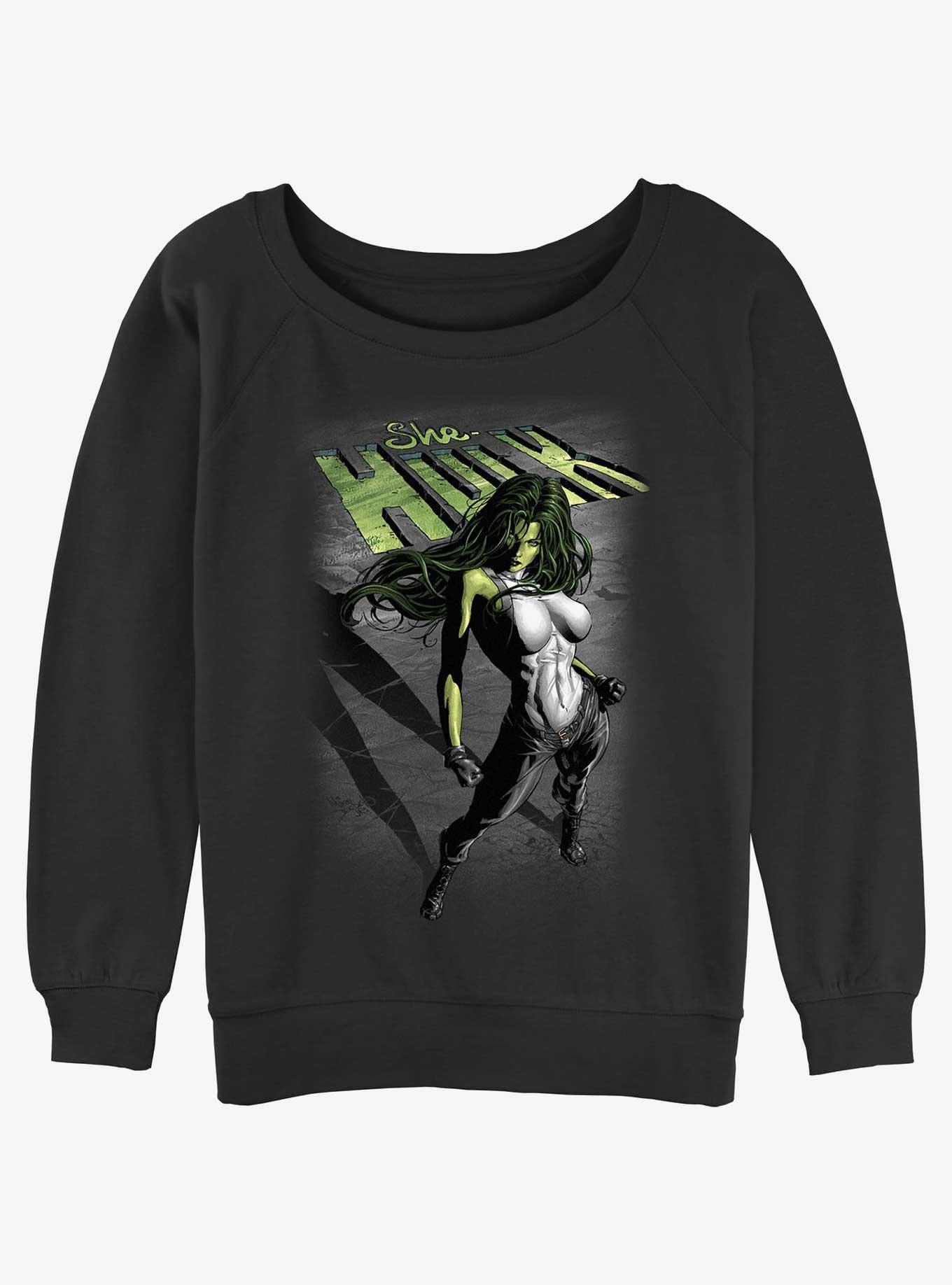 Marvel Hulk Incredible She-Hulk Womens Slouchy Sweatshirt, BLACK, hi-res