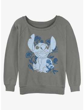 Disney Lilo & Stitch Floral Sketch Womens Slouchy Sweatshirt, , hi-res