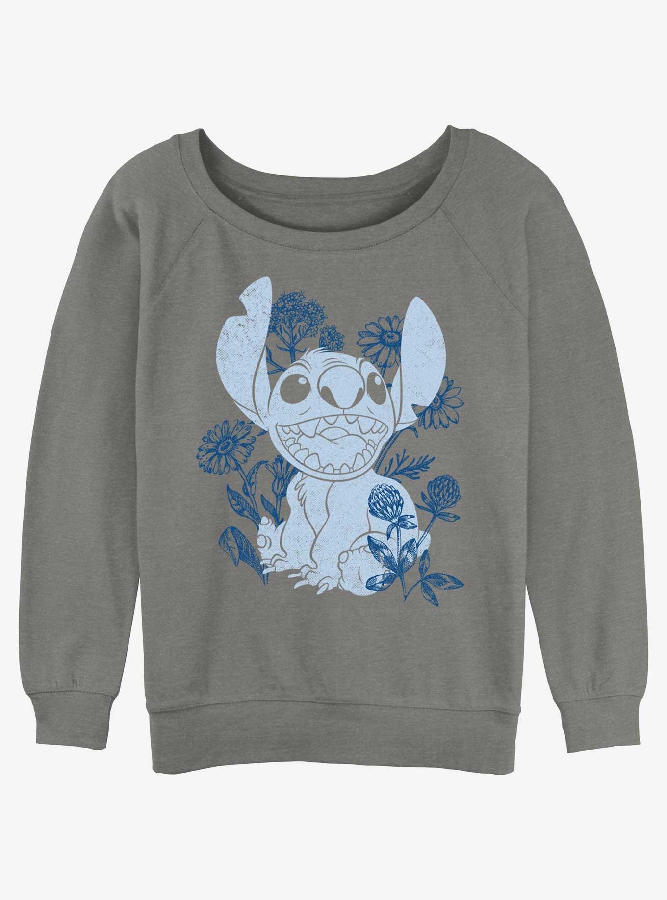 Disney Lilo & Stitch Floral Sketch Womens Slouchy Sweatshirt, , hi-res
