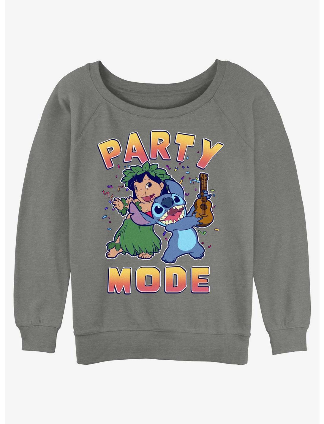 Disney Lilo & Stitch Party Mode Womens Slouchy Sweatshirt, GRAY HTR, hi-res
