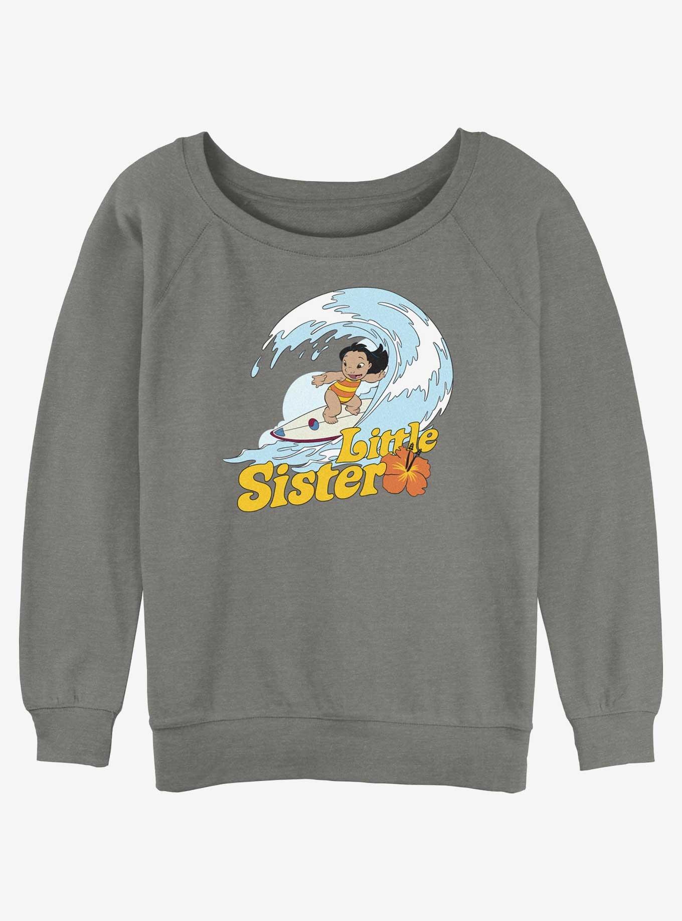 Disney Lilo & Stitch Little Sister Lilo Womens Slouchy Sweatshirt, GRAY HTR, hi-res