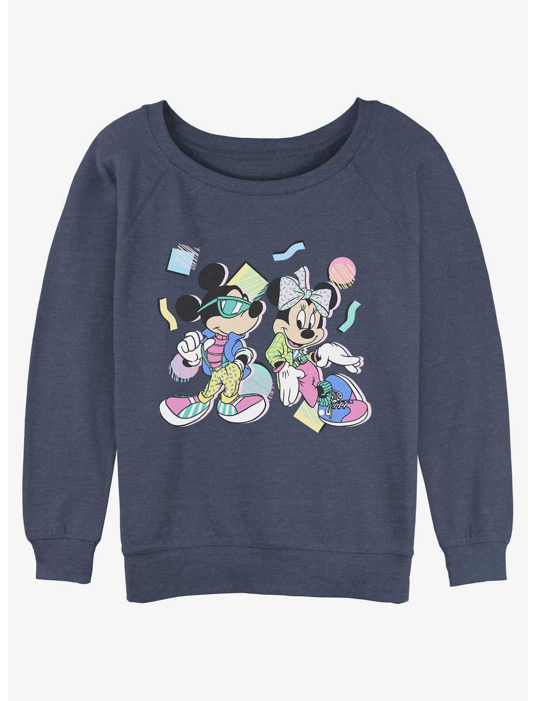 Disney Mickey Mouse 80's Couple Womens Slouchy Sweatshirt, BLUEHTR, hi-res