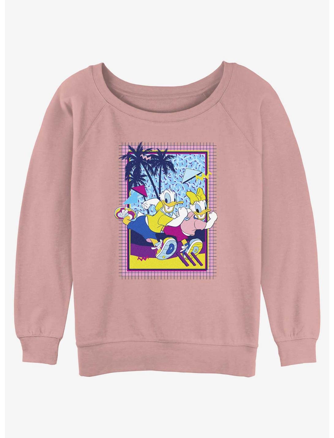 Disney Mickey Mouse Donald and Daisy Duck And Run Womens Slouchy Sweatshirt, DESERTPNK, hi-res
