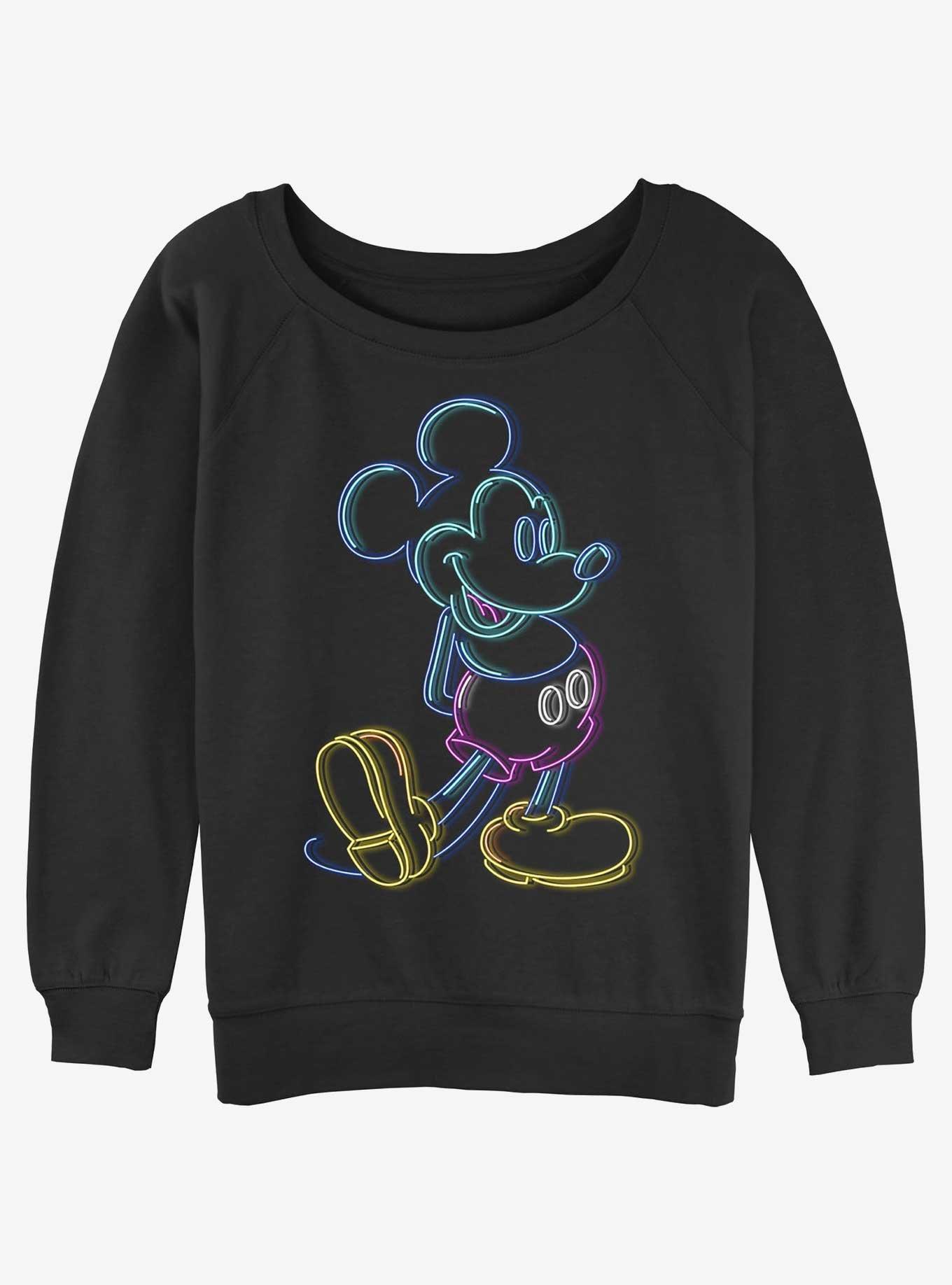 Disney Mickey Mouse Neon Mickey Womens Slouchy Sweatshirt, , hi-res