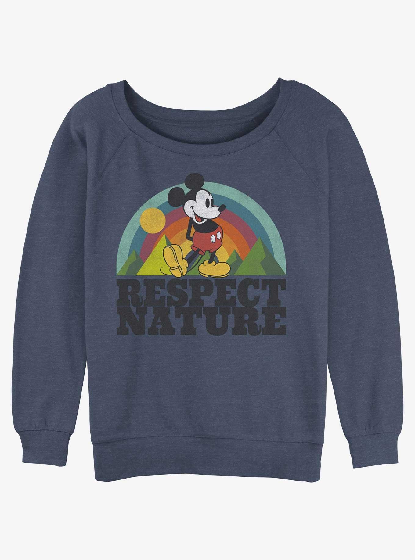 Disney Mickey Mouse Respect Nature Womens Slouchy Sweatshirt, , hi-res