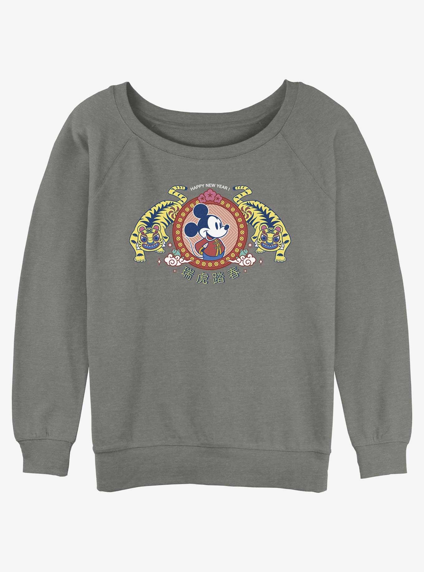 Disney Mickey Mouse Tiger King Womens Slouchy Sweatshirt, GRAY HTR, hi-res