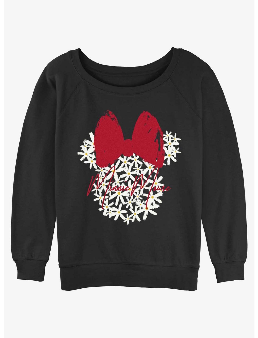 Disney Minnie Mouse Floral Minnie Womens Slouchy Sweatshirt, BLACK, hi-res