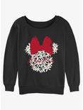 Disney Minnie Mouse Floral Minnie Womens Slouchy Sweatshirt, BLACK, hi-res