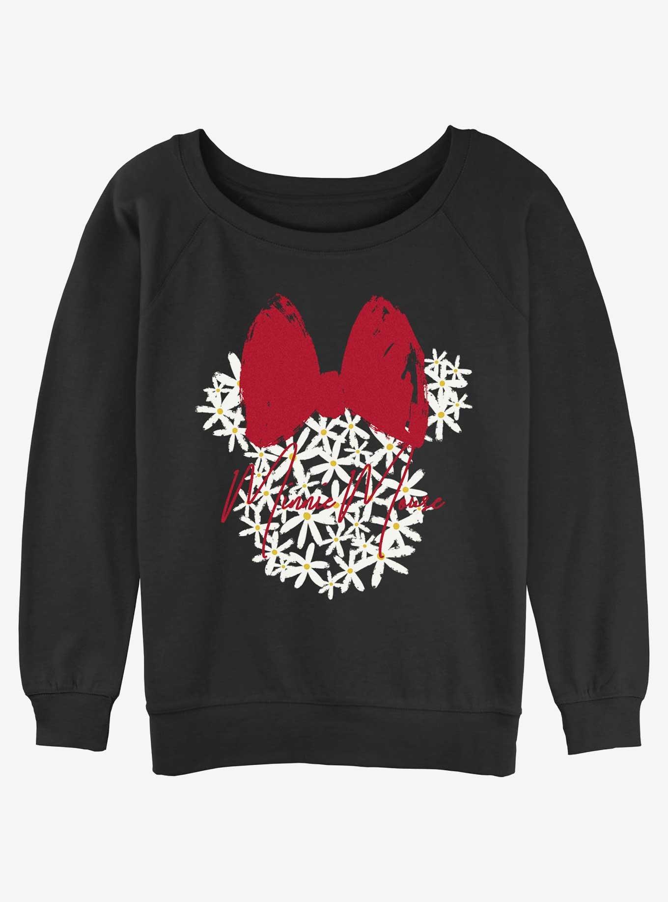 Disney Minnie Mouse Floral Minnie Womens Slouchy Sweatshirt, BLACK, hi-res