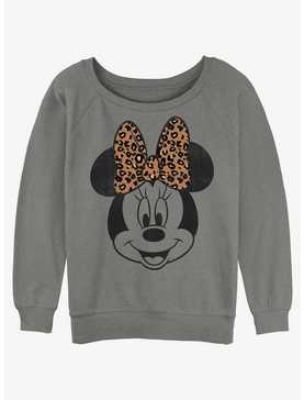 Disney Minnie Mouse Leopard Bow Womens Slouchy Sweatshirt, , hi-res