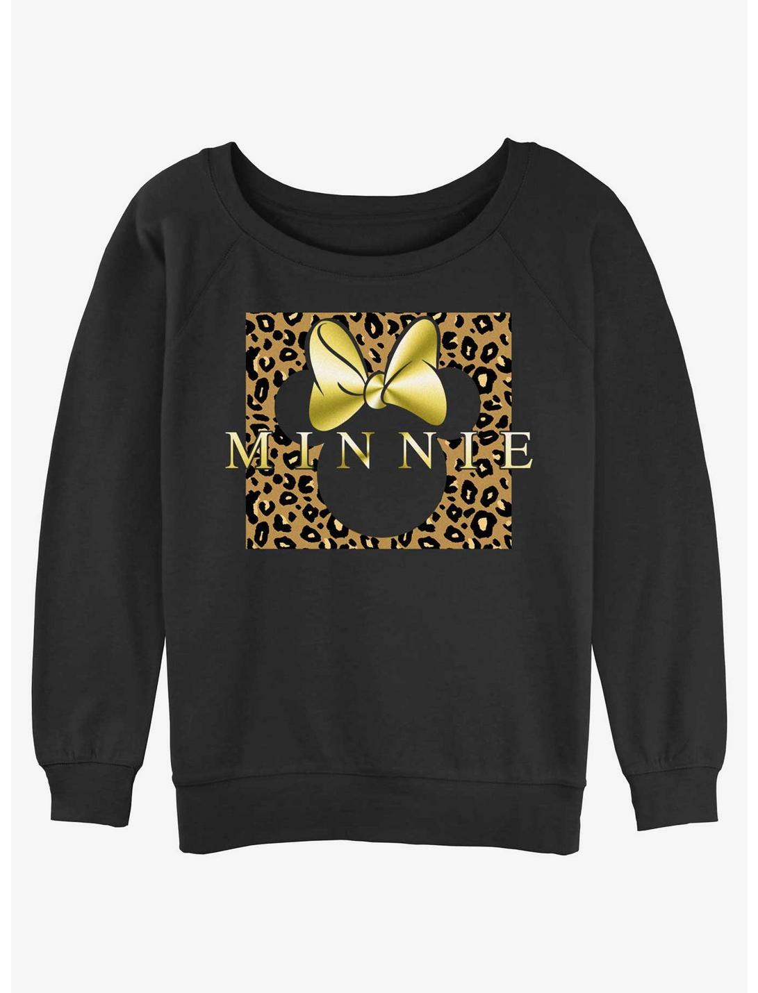 Disney Minnie Mouse Leopard Minnie Womens Slouchy Sweatshirt, BLACK, hi-res