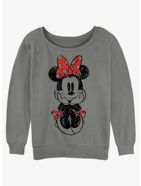 Disney Minnie Mouse Sitting Minnie Sketch Womens Slouchy Sweatshirt, , hi-res
