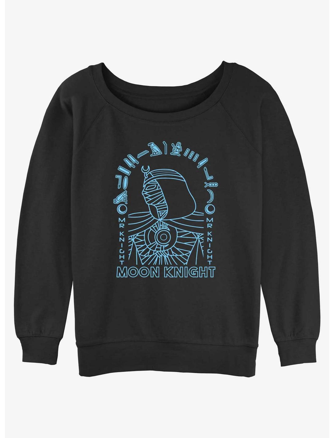 Marvel Moon Knight Hieroglyphic Portrait Womens Slouchy Sweatshirt, BLACK, hi-res