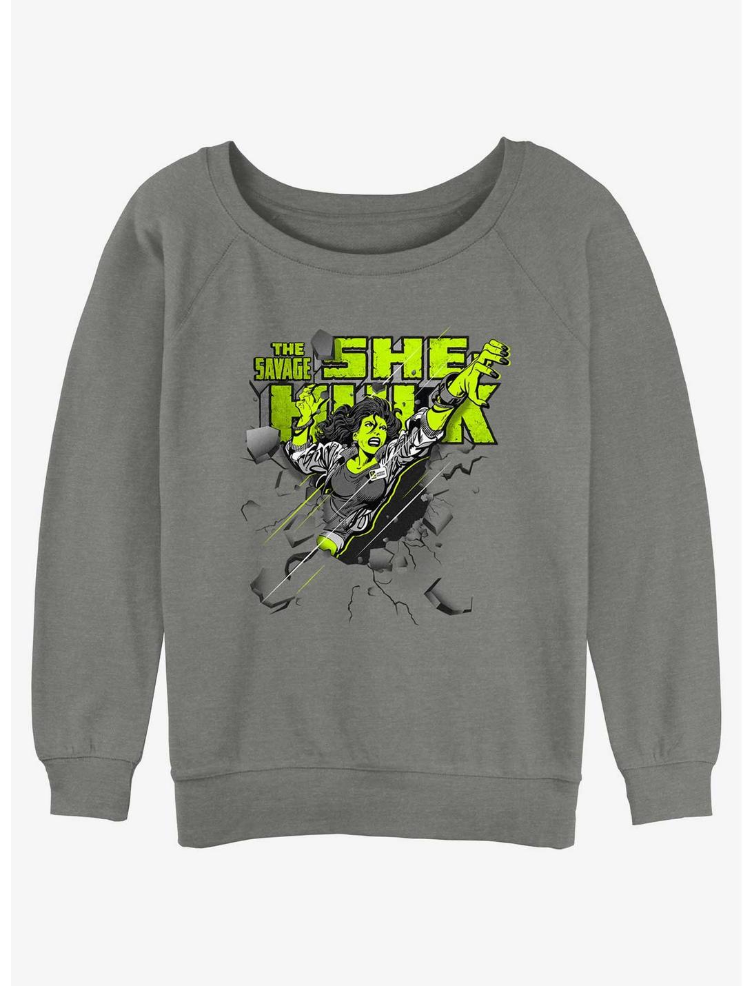 Marvel She-Hulk Savage Breakthrough Womens Slouchy Sweatshirt, GRAY HTR, hi-res