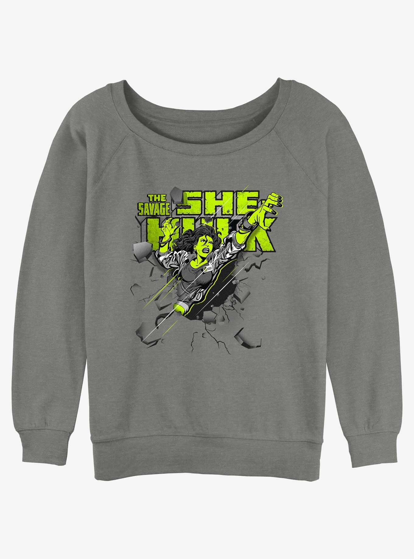 Marvel She-Hulk Savage Breakthrough Womens Slouchy Sweatshirt, GRAY HTR, hi-res