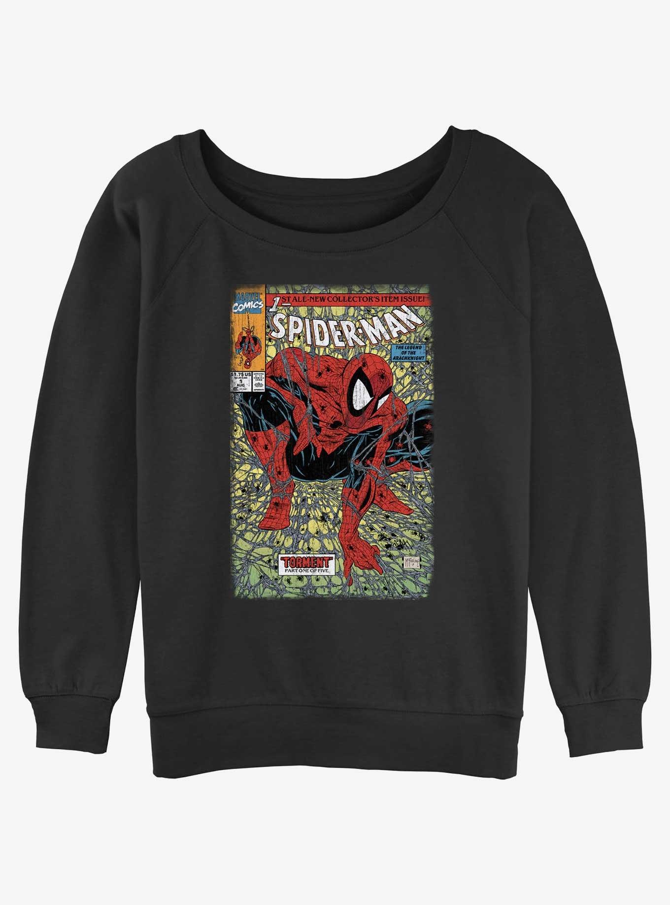 Marvel Spider-Man Spider Torment Womens Slouchy Sweatshirt, BLACK, hi-res