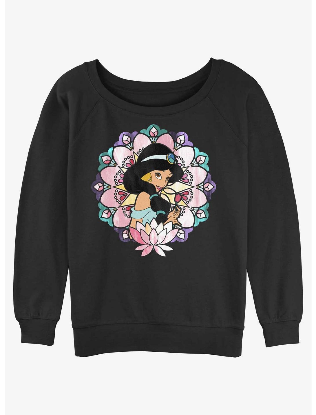 Disney Aladdin Glass Mandala Jasmine Womens Slouchy Sweatshirt, BLACK, hi-res