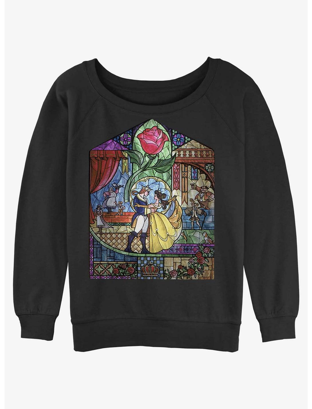 Disney Beauty and the Beast Glass Dance Womens Slouchy Sweatshirt, BLACK, hi-res