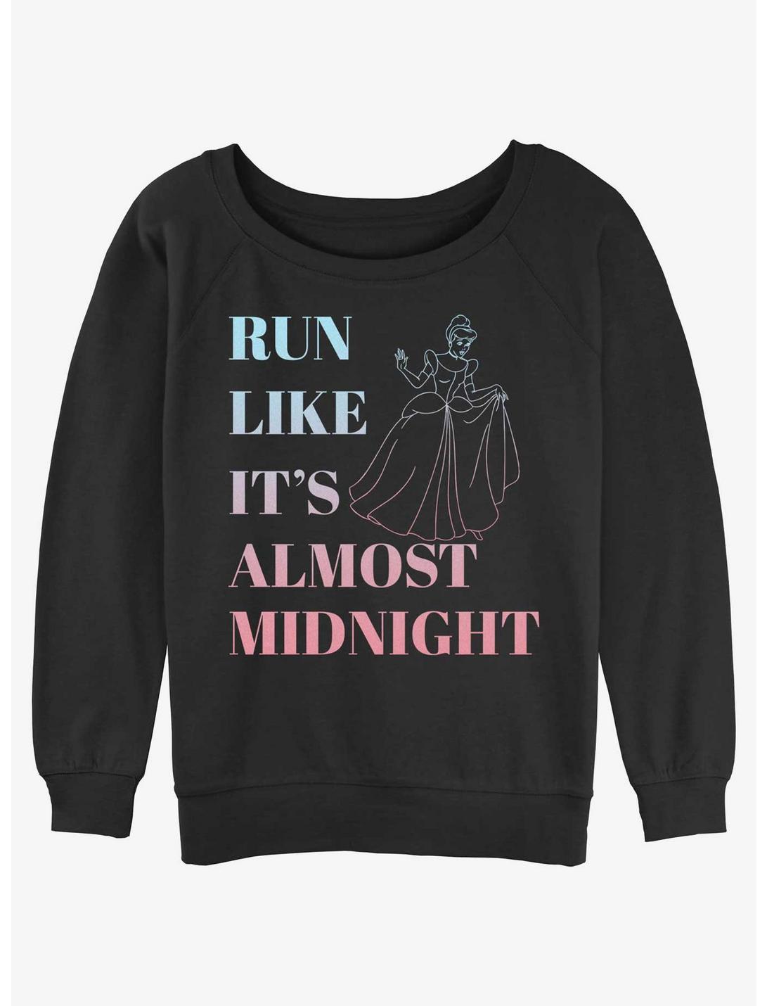 Disney Cinderella Run Like It's Almost Midnight Womens Slouchy Sweatshirt, BLACK, hi-res