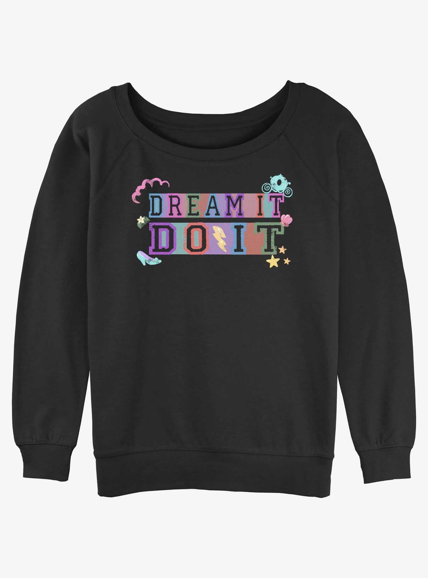 Disney Princesses Dream It Do It Womens Slouchy Sweatshirt, BLACK, hi-res