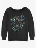Disney The Little Mermaid Ariel Neon Art Womens Slouchy Sweatshirt, BLACK, hi-res