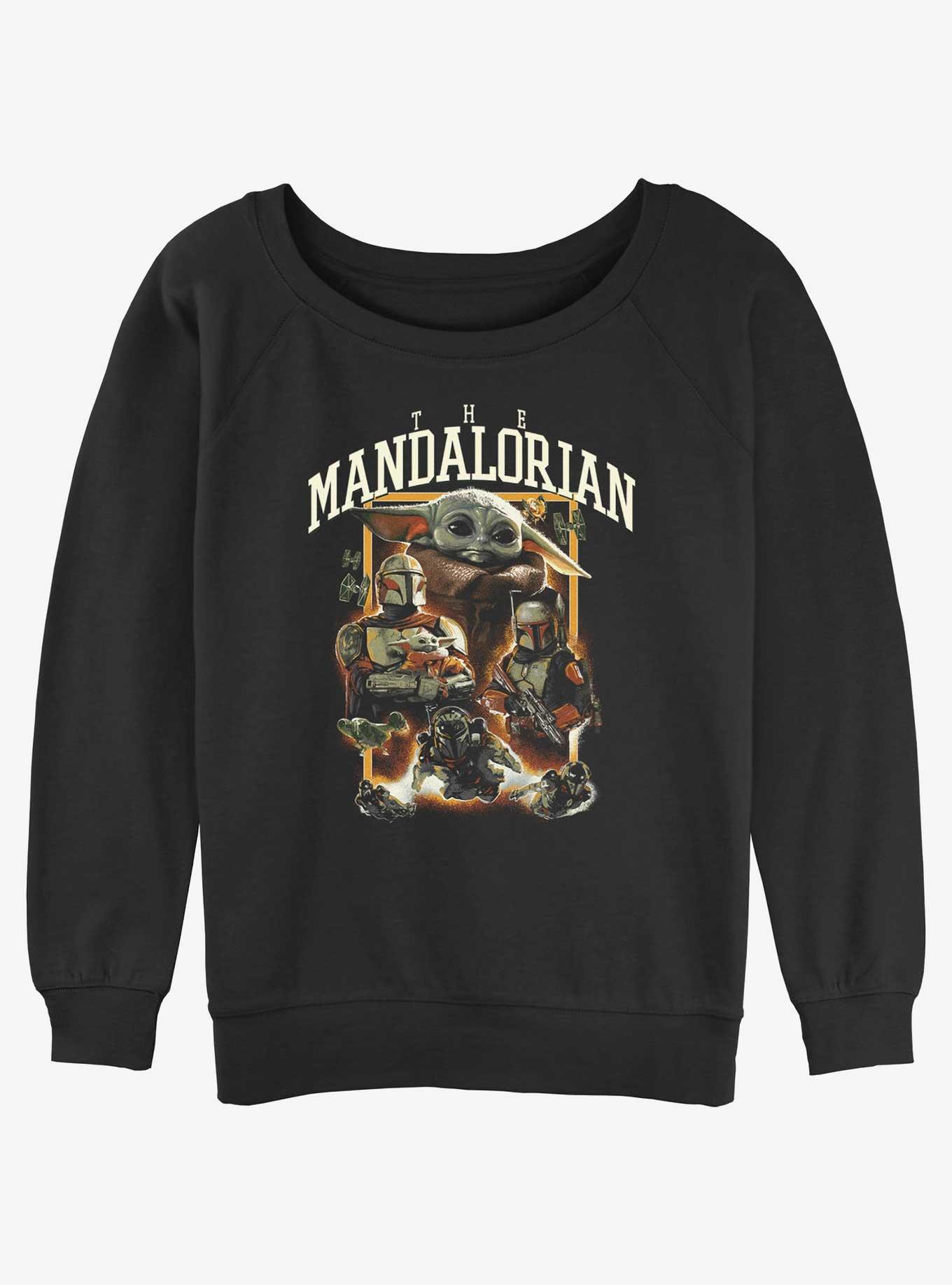 Star Wars The Mandalorian Exploded Poster Womens Slouchy Sweatshirt, BLACK, hi-res