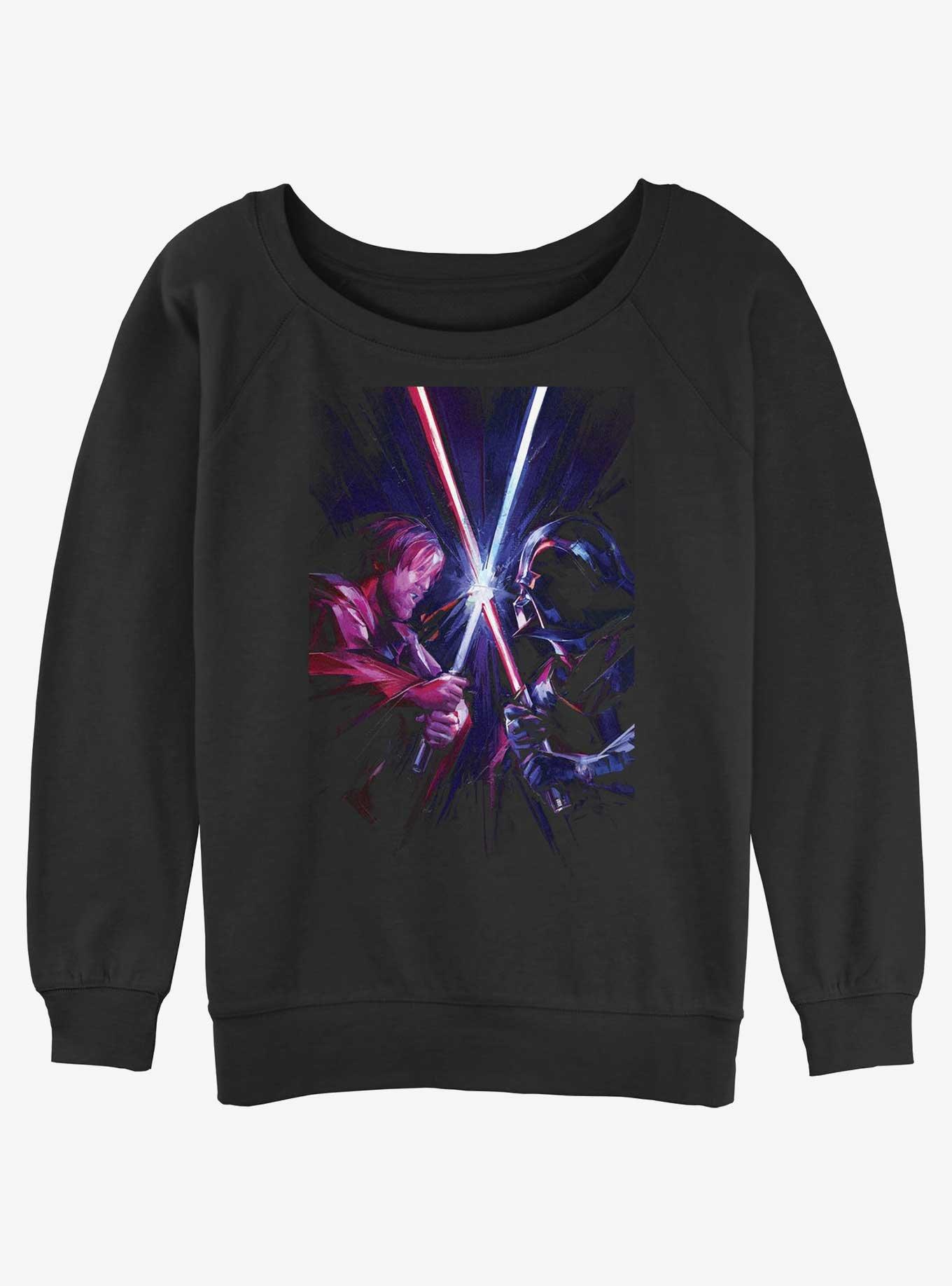 Star Wars Kenobi and Vader Saber Fight Womens Slouchy Sweatshirt, BLACK, hi-res