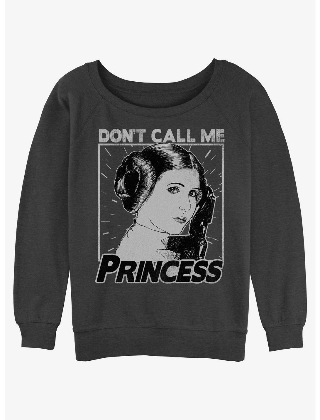Star Wars Leia Don't Call Me Princess Womens Slouchy Sweatshirt, CHAR HTR, hi-res