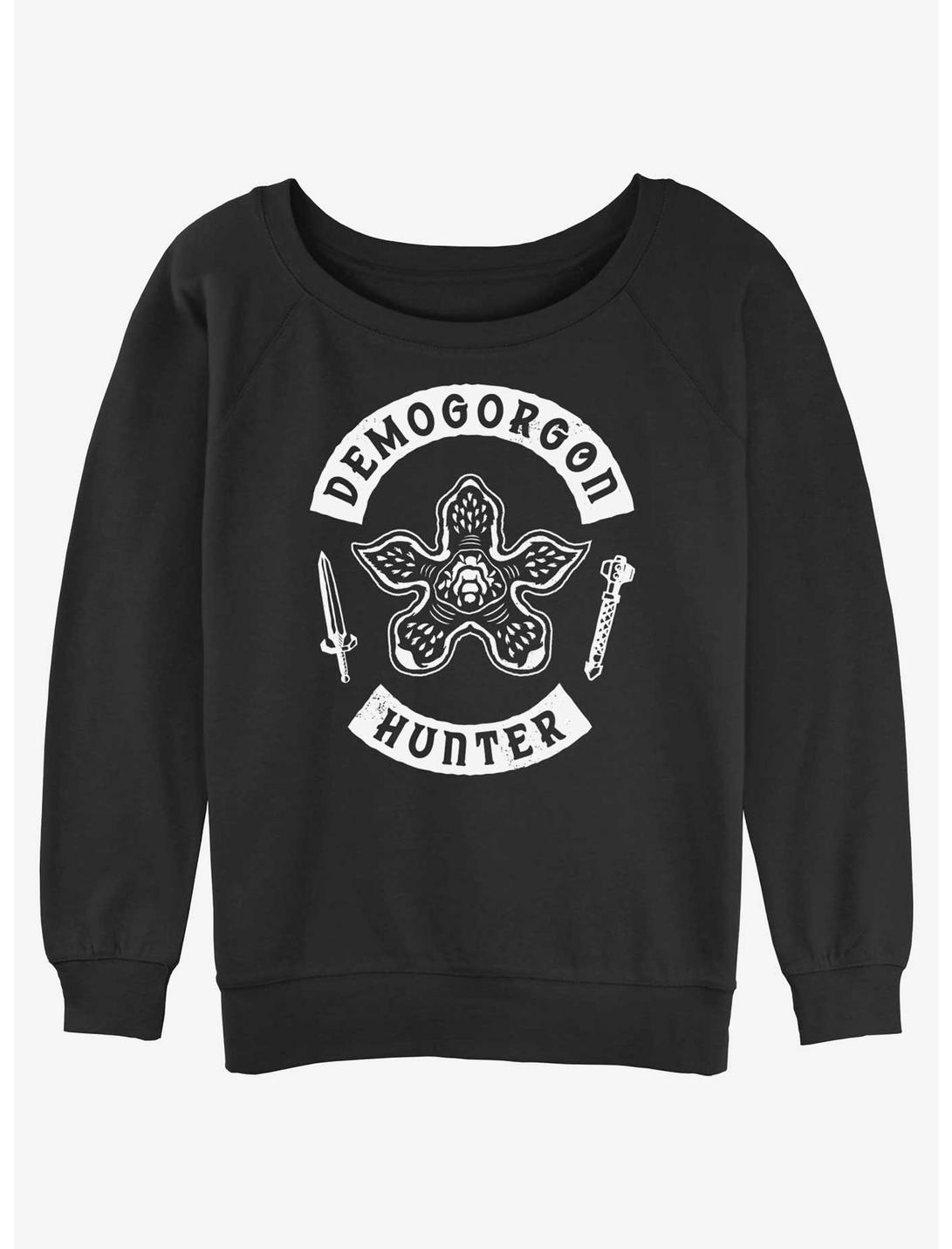Stranger Things Demogorgon Hunter Womens Slouchy Sweatshirt, BLACK, hi-res
