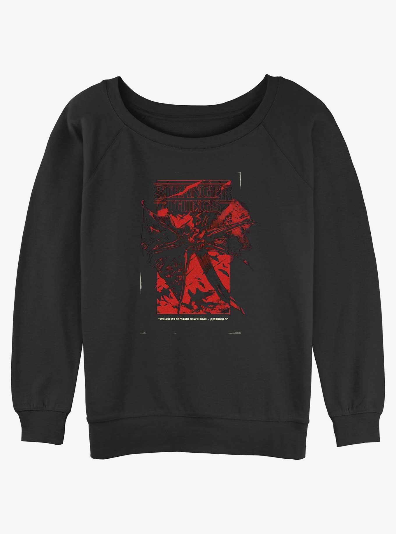 Stranger Things Distort Demobat Poster Womens Slouchy Sweatshirt, , hi-res